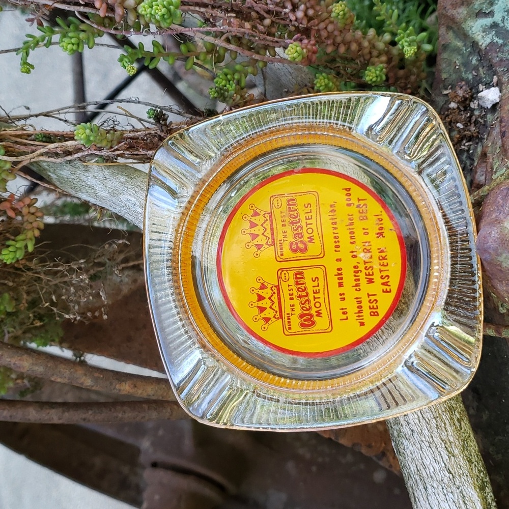 Rare Amber Glass Vintage Ashtray Best Western/Eastern Hotel (BIN 008)